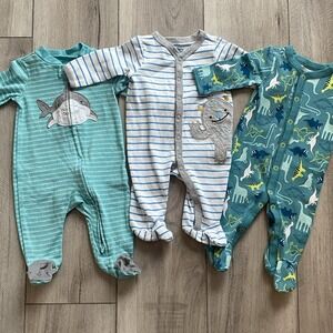 Carter's Infant Boy's Lot Of 3 Footed Sleepers Pajamas Baby 3 Months